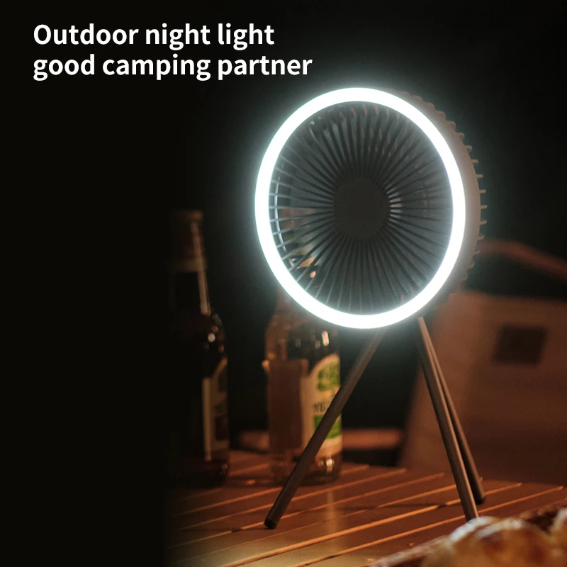 10000mAh Outdoor Camping Rechargeable Fan Portable Office Wireless Tent Electric Ceiling Fan With External LED Lighting Battery view 3