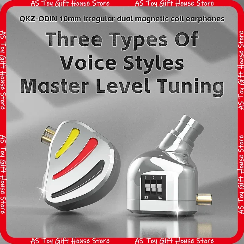 Qkz Odin In Ear Dynamic Coil Earphones Adjustable Metal Hifi Monitoring Wired Three Sound Adjustment Modes For Mobile Phone