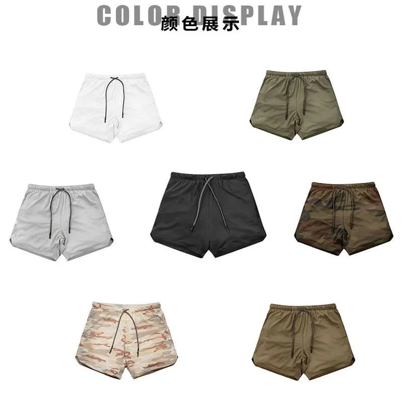 Camouflage running shorts, men's gym sports shorts 2-in-1, quick dry exercise training, outdoor sports fitness jogging shorts ﻿