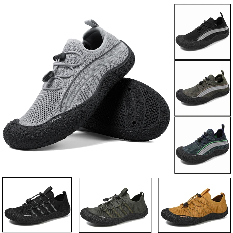 Men's Shoes Barefoot Beach Wading Shoes Low-Top Mesh Anti-Slip Fitness Sports Shoes Quick Dry Stream Climbing Shoes Men Sneaker