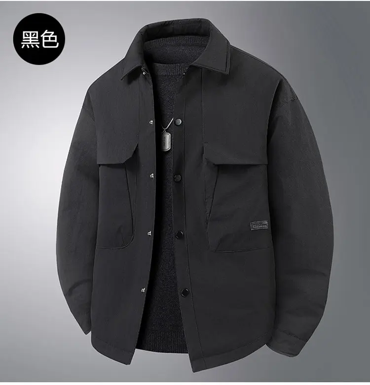 Lässige Herren Oversize Warme Einreihige Daunenjacke Winter Locker Sitzender Puffer-Mantel Winddichte Gepolsterte Oberbekleidung Parka – Detail 15