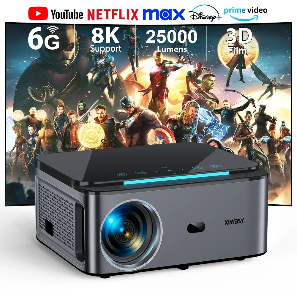 XIWBSY 25000 Lumens 4K Beamer Smart Android Wifi6 Auto Focus Projectors 1080P Full HD Home Theater Projector Global Version