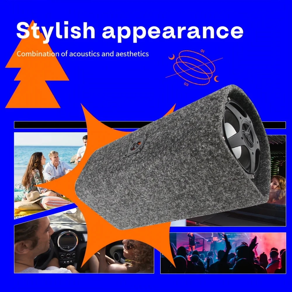 1200W Peak 6/8/10 Inch Tunnel Type Active Car Subwoofer Built in Amplifier Board And Tweeter Large Capacitor Shocking Deep Bass