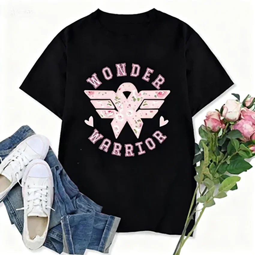 

We Wear Розовые футболки с рисунком Кокетка Розовая женская футболка с информацией о раке молочной железы Wonder Tees