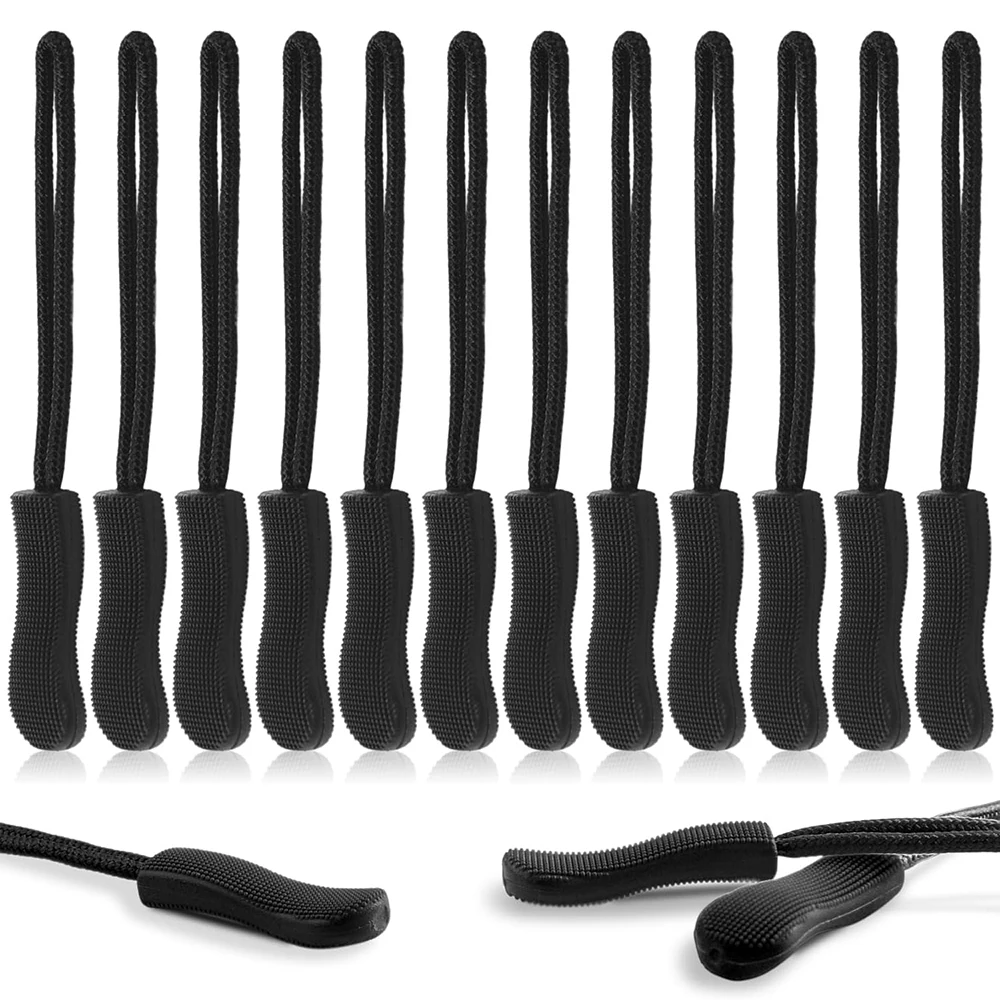 12Pcs Zipper Pulls Tabs Handle Extension Strong Nylon Cord Pull Tab Replacement for Backpacks Jackets Luggage Purses Handbags
