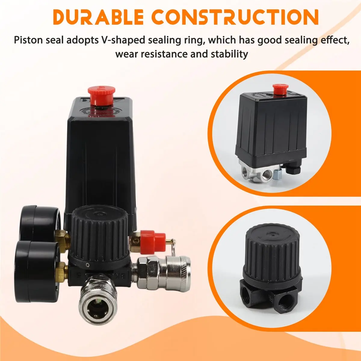 Final~~3000L/Min Air Pump Control Valve 0-180 PSI Gauge 220V/380V Regulator Duty Air Compressor Pump Pressure Control Switch