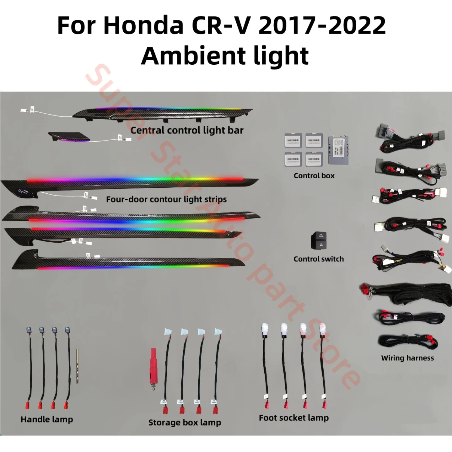 

Подходит для Honda CR-V CRV 2017-2022, окружающее освещение, модернизация автомобильного внутреннего освещения, автомобильные аксессуары, высокочастотная накладка, новинка