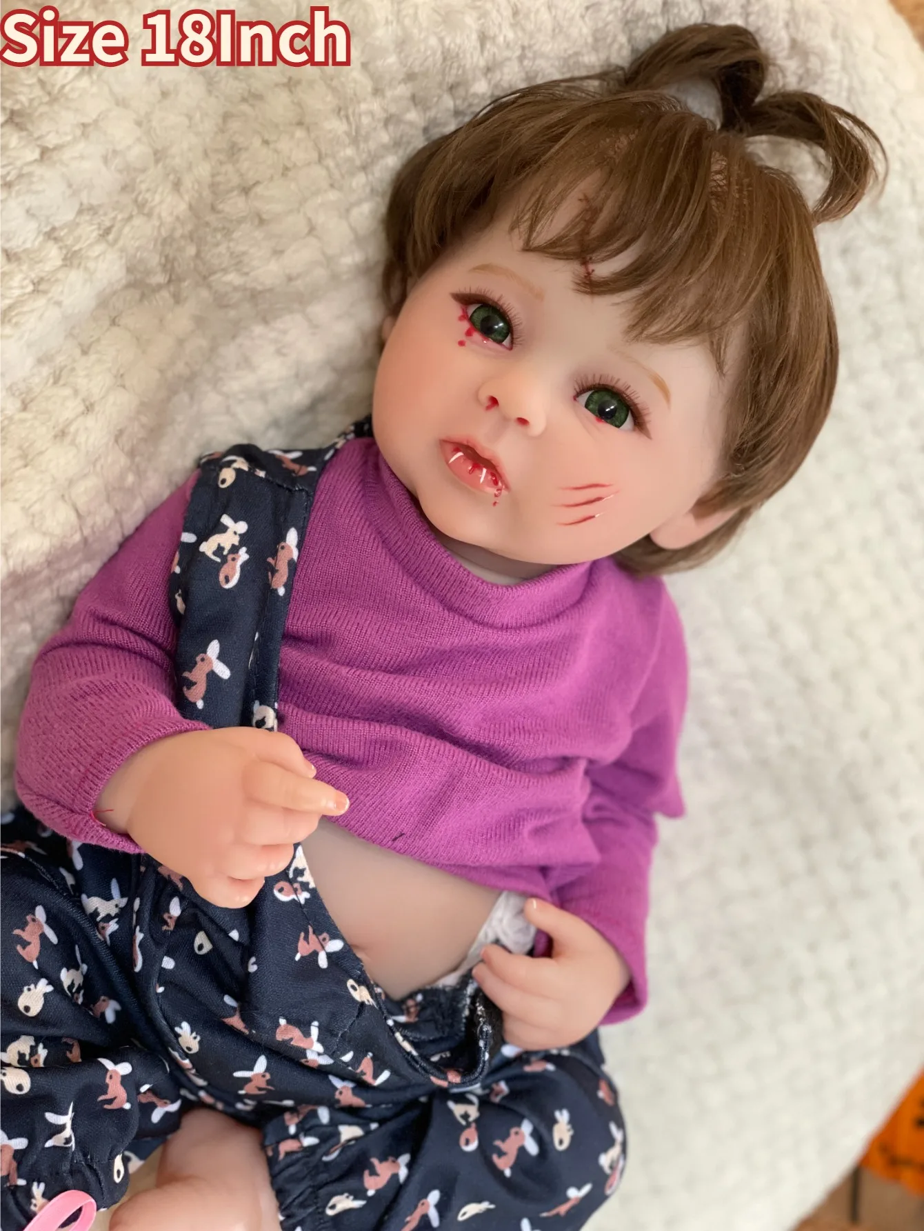 Bebé niña Reborn con pelo enraizado a mano, muñeca realista de tacto suave, regalos de Navidad, 18 pulgadas