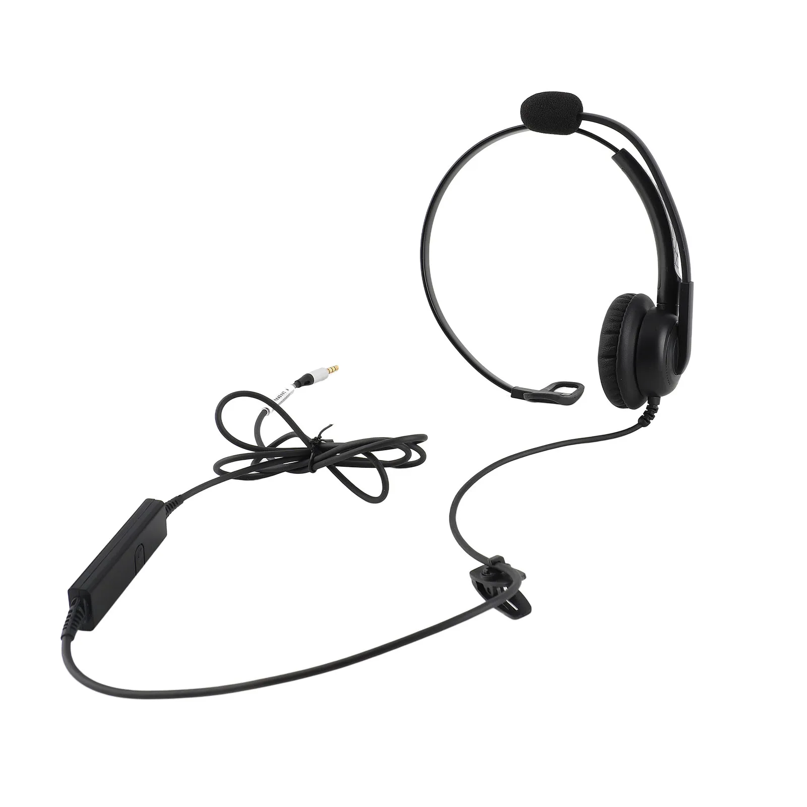 Universal Single Ear Headset Comfortable Lightweight Noise Canceling Wired Computer Headset with Mic Headphones for Call Center