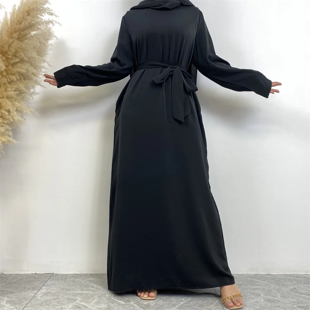 عباية إسلامية موضة جديدة فستان ساخن تركيا العربية دبي رداء بلون سادة مع جيوب فستان نسائي طويل 22
