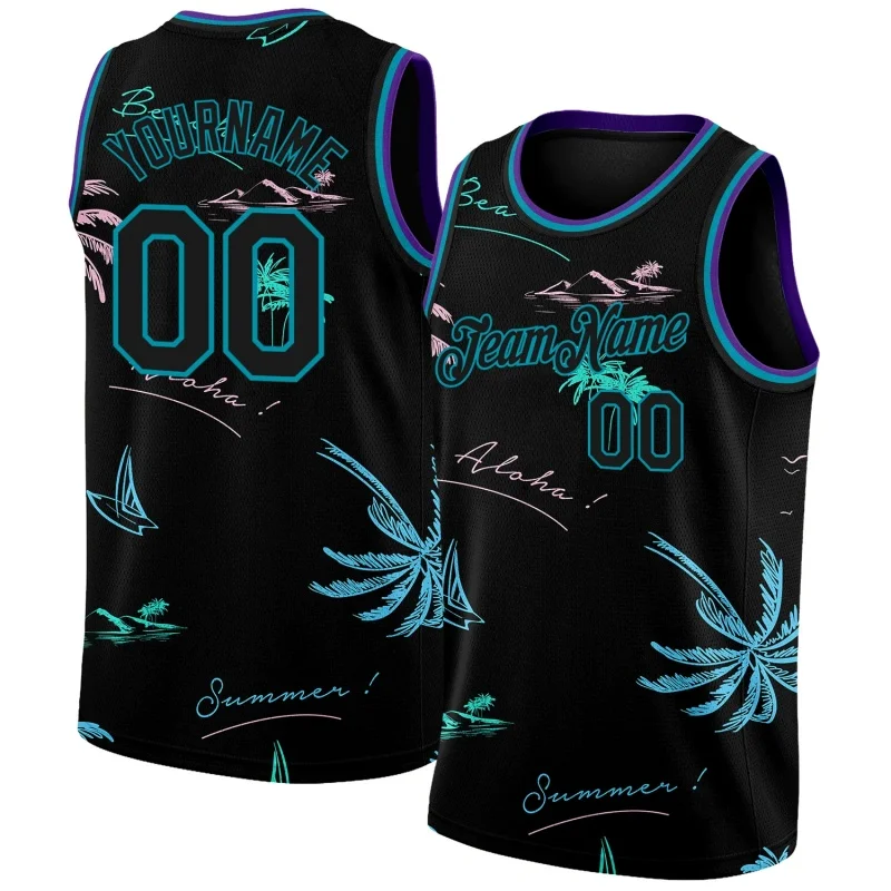 

Men's Hawaiian Fruit Coconut Tree Basketball 3D Printing Sleeveless Tees Summer Sports O-Neck Vest Customized Name Numbers Tanks