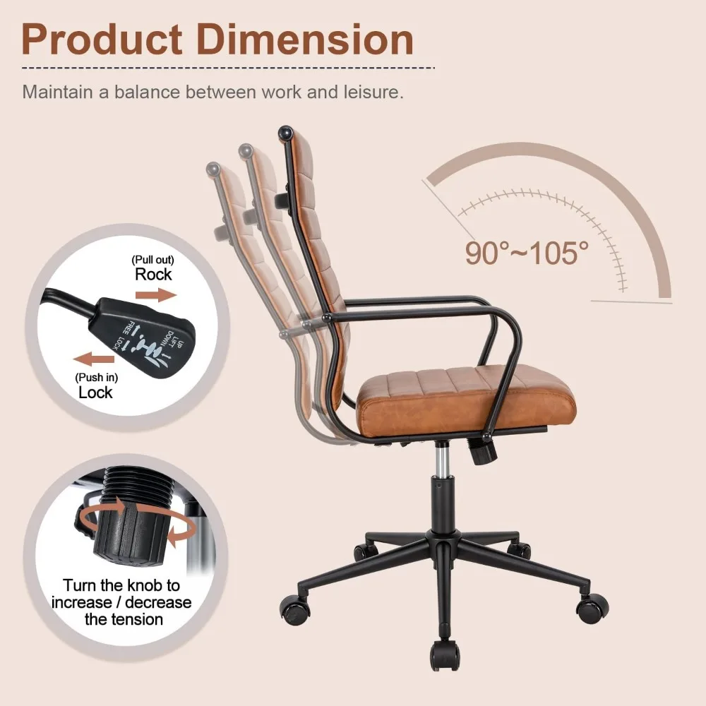 Silla de escritorio de oficina, sillas para sala de conferencias, silla giratoria ejecutiva ergonómica moderna, cuero PU de altura ajustable