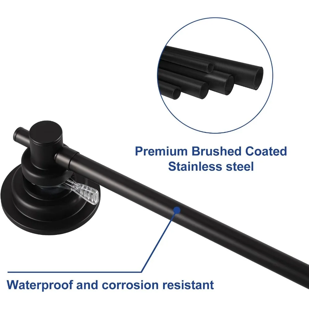 Portasciugamani a ventosa per doccia con 5 ganci, portasciugamani da parete lungo regolabile da 17-28 pollici, doccia in vetro estensibile