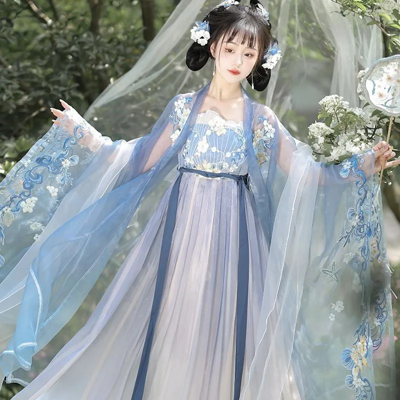 Hanfu Volledig Uitgesneden Cheoko Rok Met Grote Mouwen Voor Dames, Fairy Daily Han Element Ke Zi