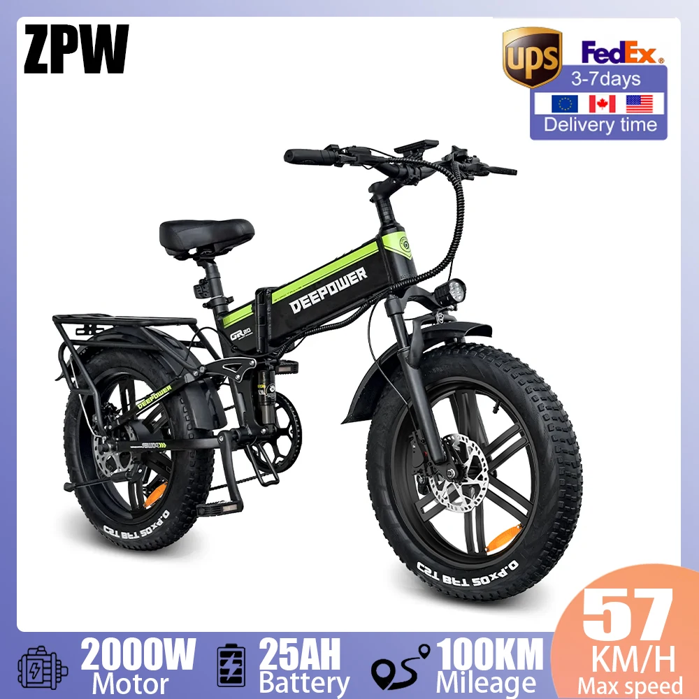 

ZPW H20pro Взрослый EBike 2000 Вт 48 В 25 Ач Электрический велосипед Горные мотоциклы для снега 20-дюймовый складной электрический велосипед с толстыми шинами