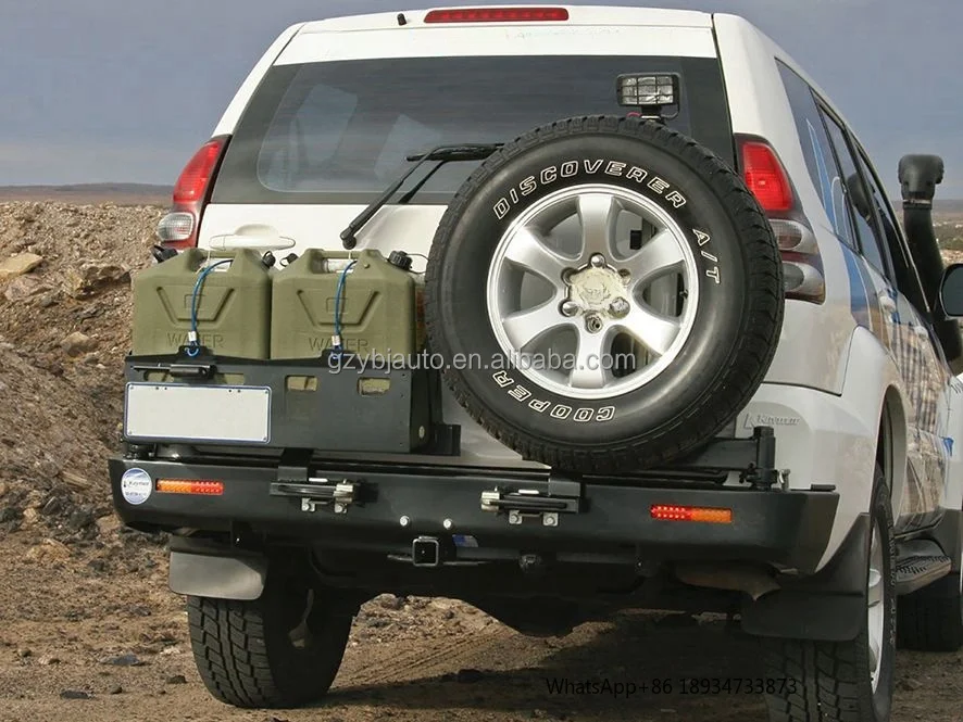 YBJ Car Accessories Rear Steel Bumper for Land Cruiser Prado FJ120 2003-2009 with Tire Jerrycan Holder LC120 LED BULL BAR