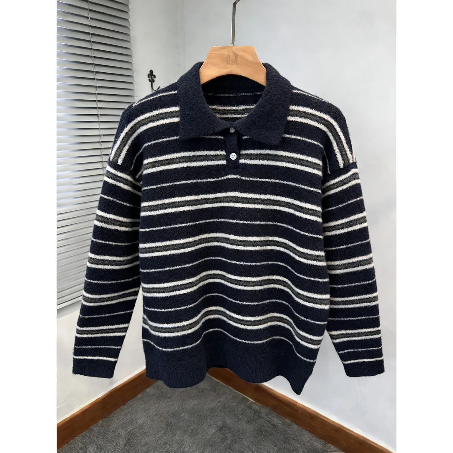 

Американский стильный высококачественный свитер с цветными блоками, мужской, плотный, уютный, с имитацией меха, с длинными рукавами, вязаный, для пар