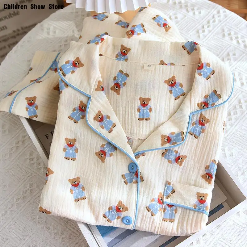 2025 Autumn New Pajamas Set Princess Lady Home Wear Cotton Yarn Sleepwearw Long Sleeve Top Pant Cartoon Loungewear Nightwear