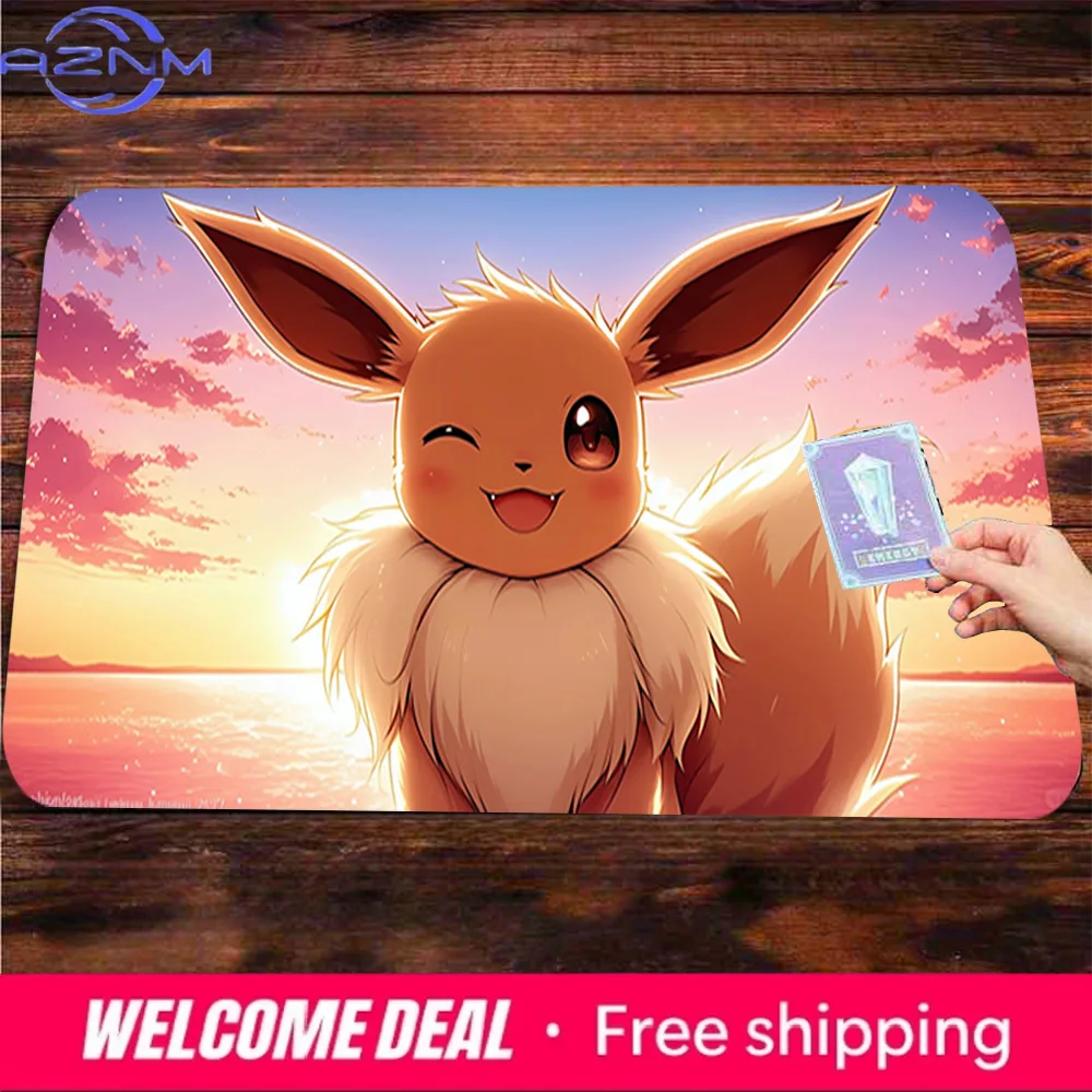 Sunset Ocean Winking Eevee Large Gaming Mouse Pad
