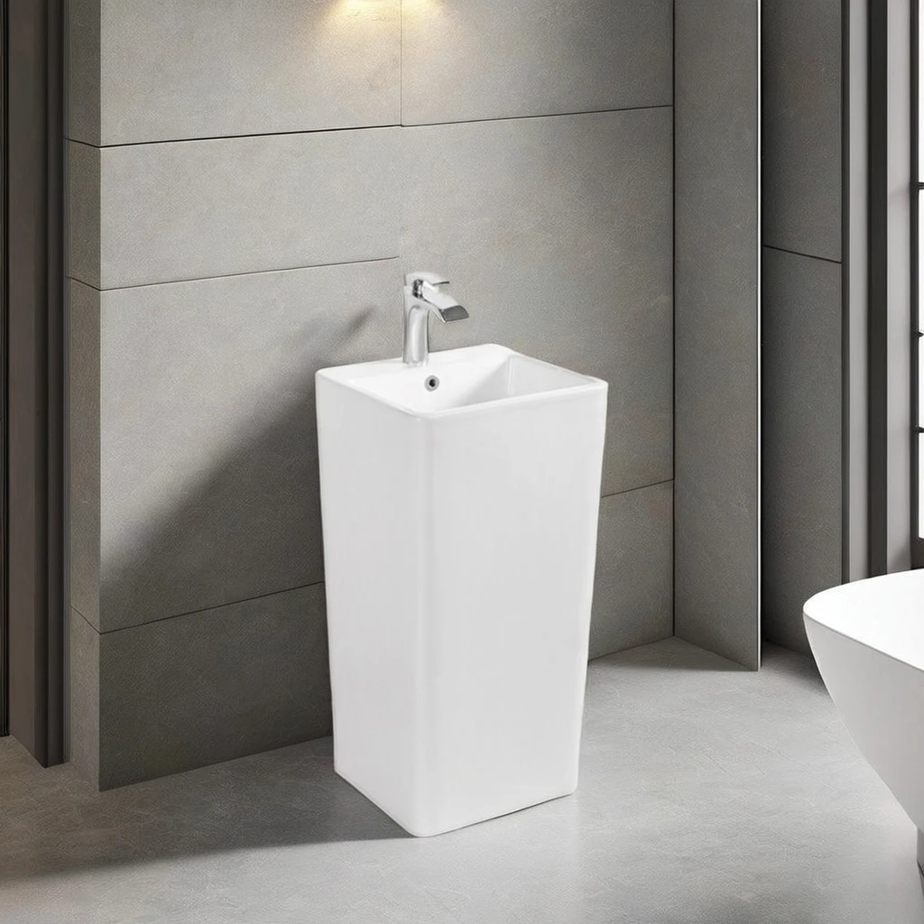 Potted Plants On StandsModern Design Freestanding Pedestal Ceramic Wash Basin Bathroom WC Sink