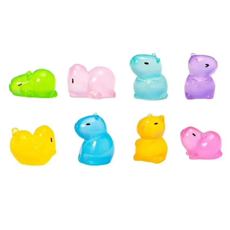 10PCS Mini Resin Capybara Figurines with Glow In Dark Effect, Kawaii Animal Props Fairy Garden Moss Micro Landscape Layout