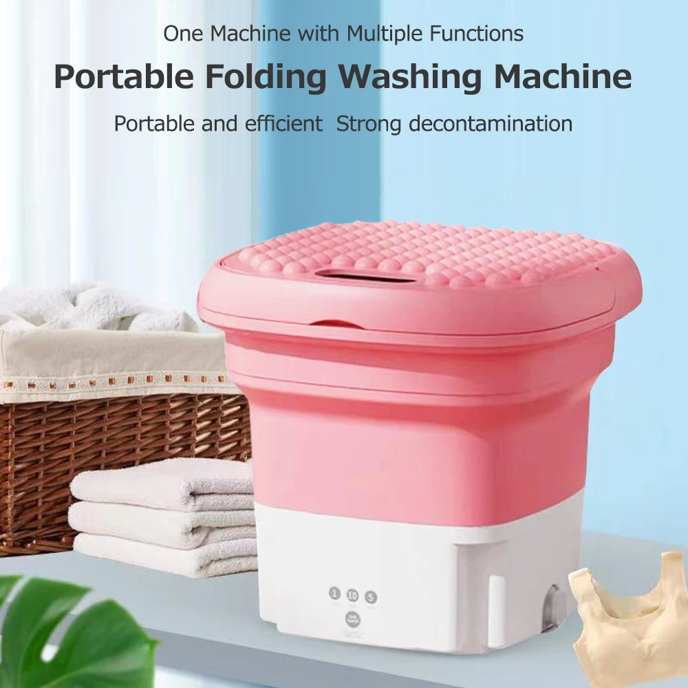 Washing Machine Small Household Folding Portable Automatic Ultrasonic Forward and Reverse Pulsator Elution Dual Purpose Imitatio