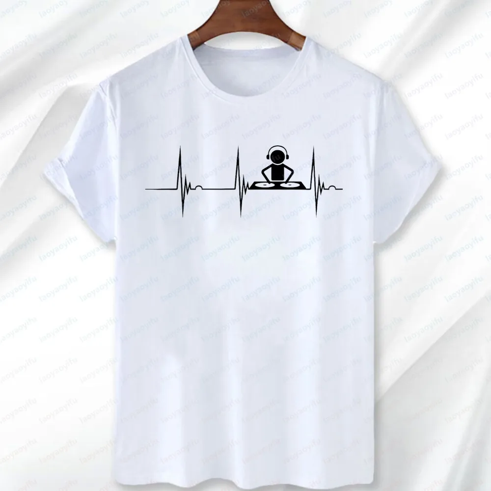 Music Producer Disc Jockey Heartbeat ECG Pulse DJ Mixing Console T-Shirt Enthusiastic DJ Music Lovers Top Trendy Men's Shirts