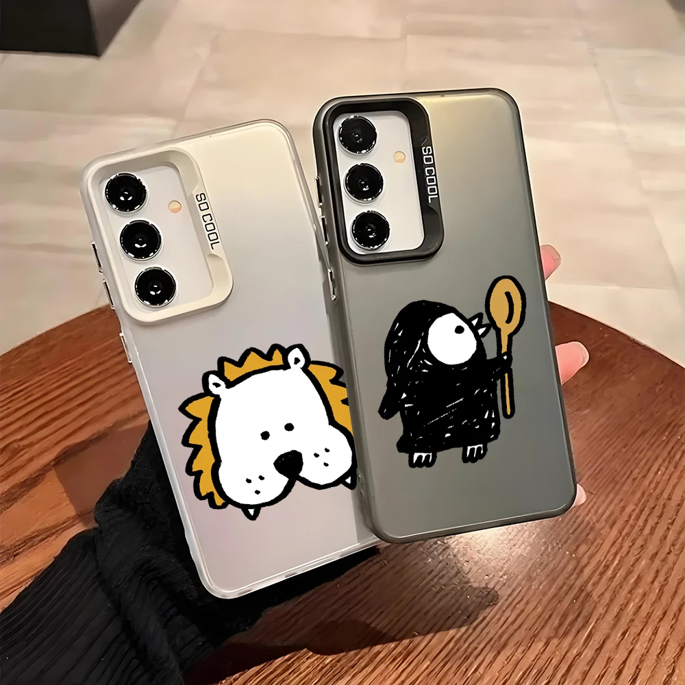 Silver Plated IMD Case For Samsung A56 A36 A26 A24 A17 5G A16 A14 A12 A32 A50 A70 A22 A54 A52 5G A06 4G Cover funny animal Cute