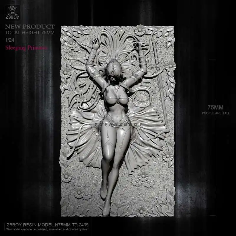 75mm 1/24 Princess Nightmare A Figurine Model of A Beautiful Woman White Model Assembly Model Resin Soldier DIY Coloring