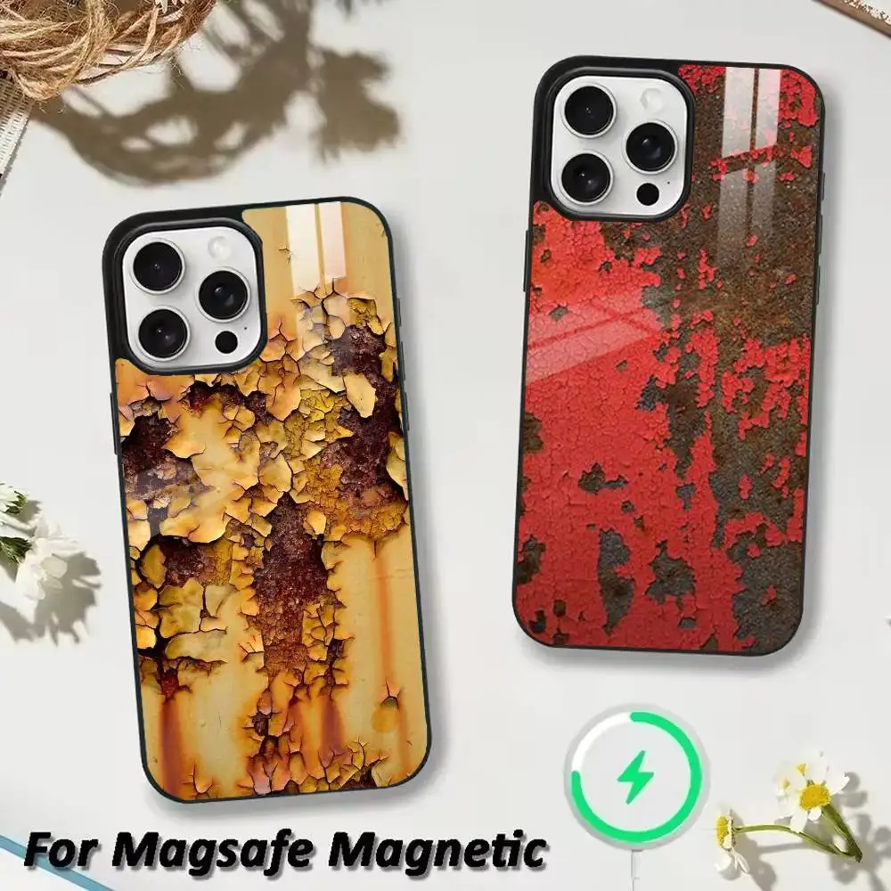 

R-Retro Industrial Rusty Phone Case For iPhone 17,16,15,14,13,12,Plus,Pro,Max For Magsafe Magnetic Wireless Charge