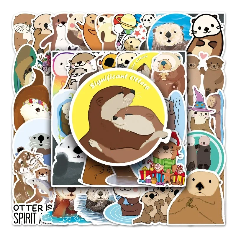 Imagem -02 - Kawaii Otter Adesivos para Crianças Desenhos Animados Adesivos Laptop Mala Skate Guitarra Telefone Presente Brinquedos 50 Pcs