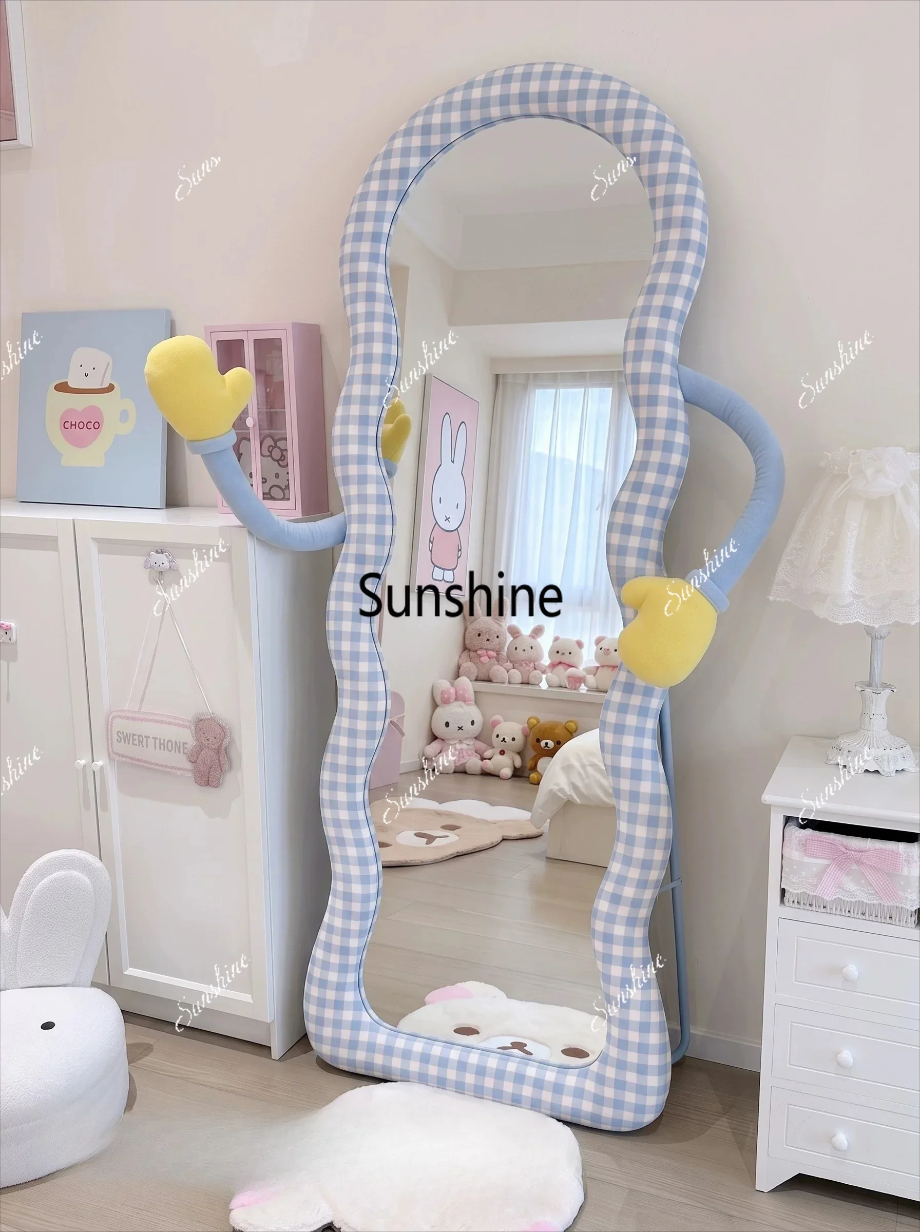Dopamine full-body full-length mirror, special-shaped bedroom fitting mirrorTJ