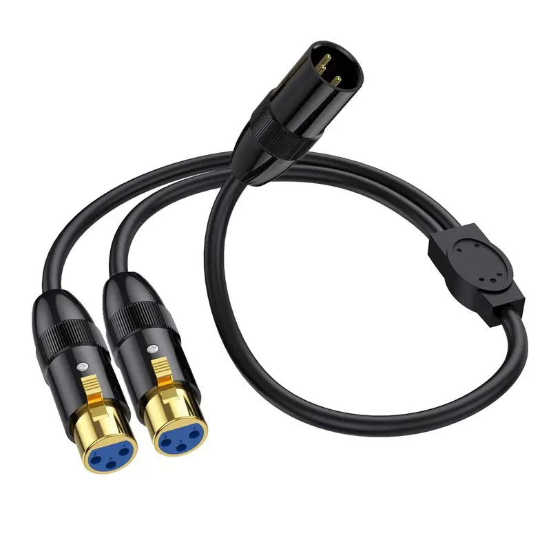 Carcasa de Metal de cobre puro 1/2 en forma de Y, mezclador de micrófono macho Y hembra, amplificador, Cable de Audio XLR M-2F/F-2M/3M/3F, chapado en oro