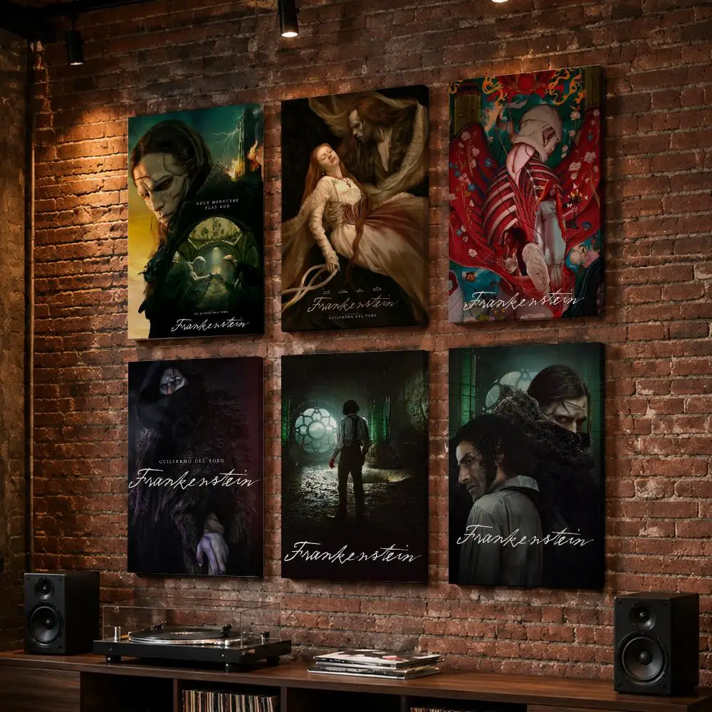 F-Frankenstein MOVIE Cool Framed Wall Painting Wood Canvas Poster For Living Room Bedroom Hallway Office Home Decor Gift