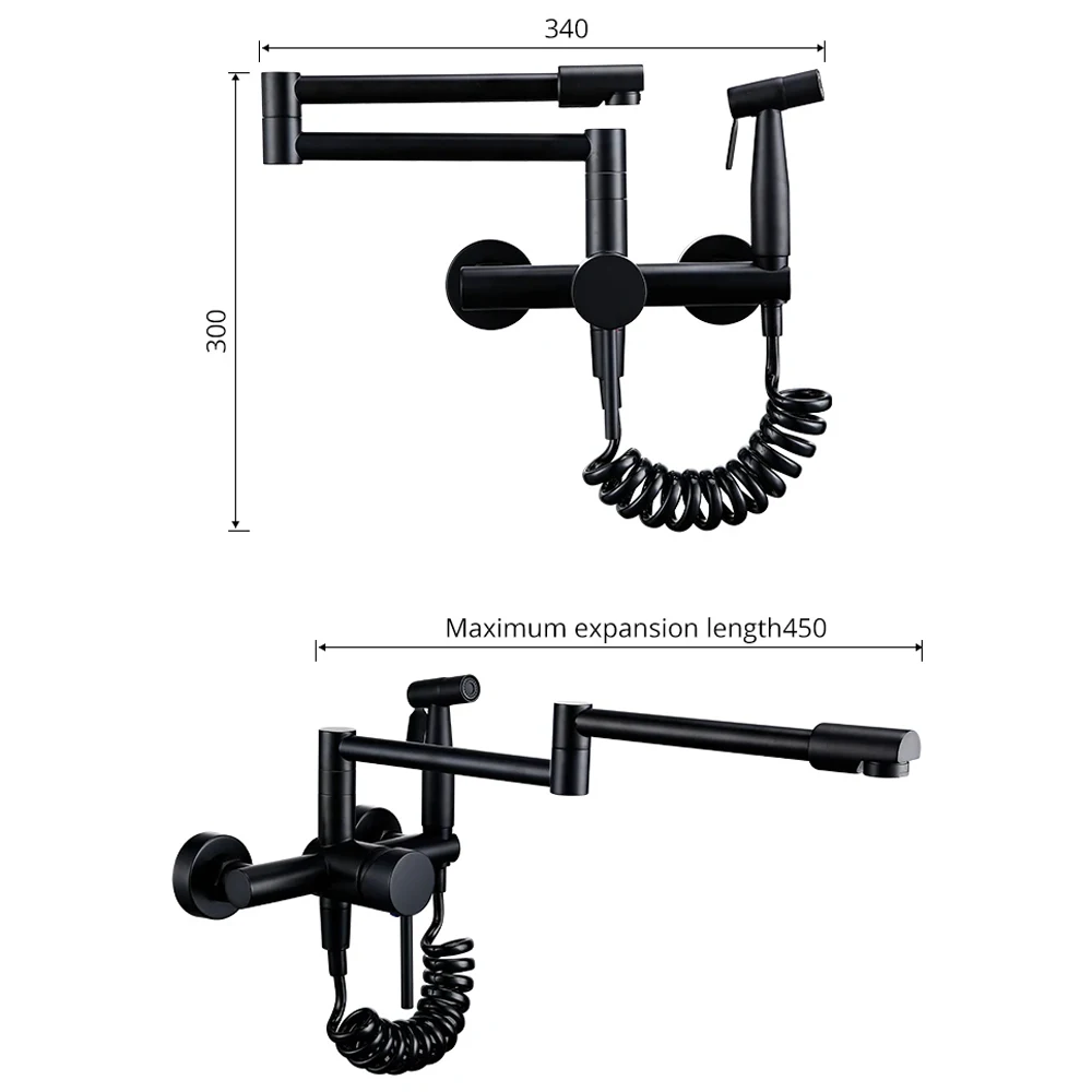 Wholesale Black Hot Sale Hot and Cold Pull Out Kitchen Mixer Tap Pot Filler Faucet Synchronize Airbrush Kitchen Faucet