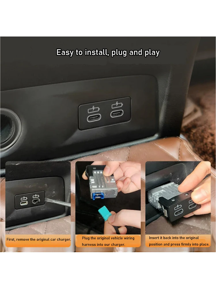 Dual PD3.0 USB-C Autoladegerät 45W Schnellladegerät Adapter Stecker Auto-Ladebuchse Ersatz-Handy-Ladegerät für BMW 3/5/7 Serie X1 X3 X5