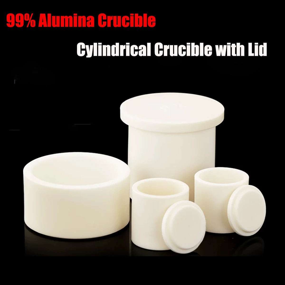 99 Alumina Cylindrical Crucible with Domed Lid, High Temperature Resistant Corundum for Lab Melting