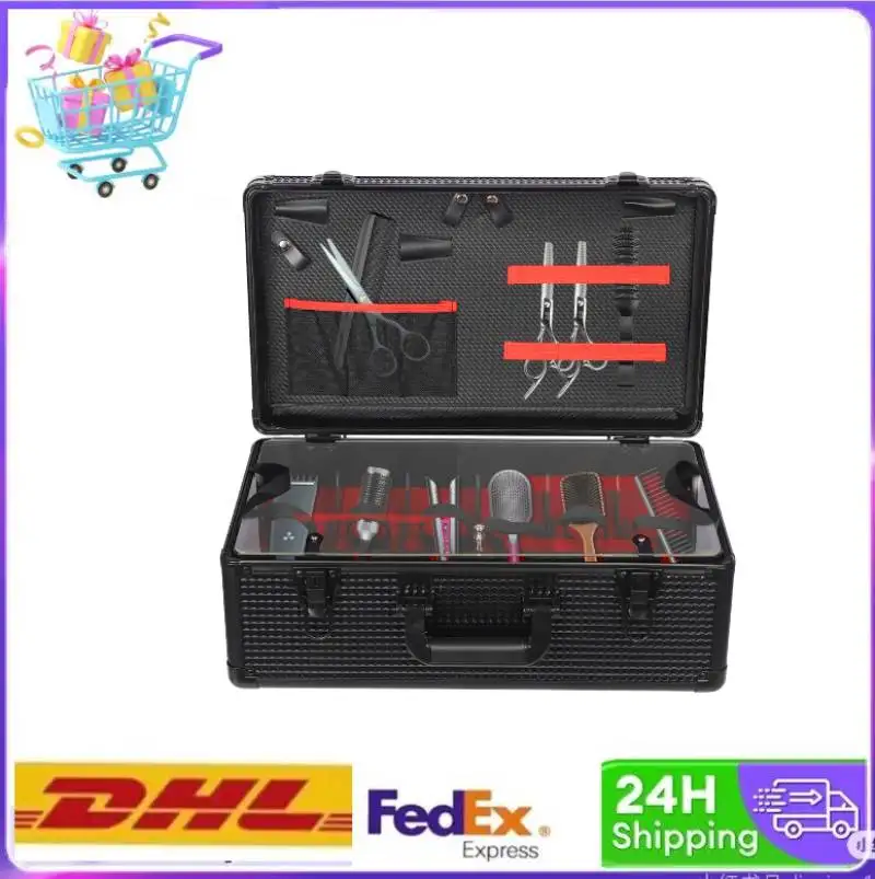 

Professional Barber Carry Travel Case, Portable Barber/Make-Up Tool Organizer Case with 2* Keys for Clipper Trimmer Storage