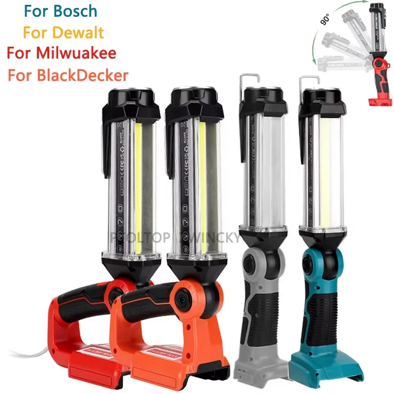 

35W Cordless Work Light With Hook For Makita/Bosch/Dewalt/Milwaukee/Ryobi 18V Li-ion Battery Flashlight Emergency Light With USB