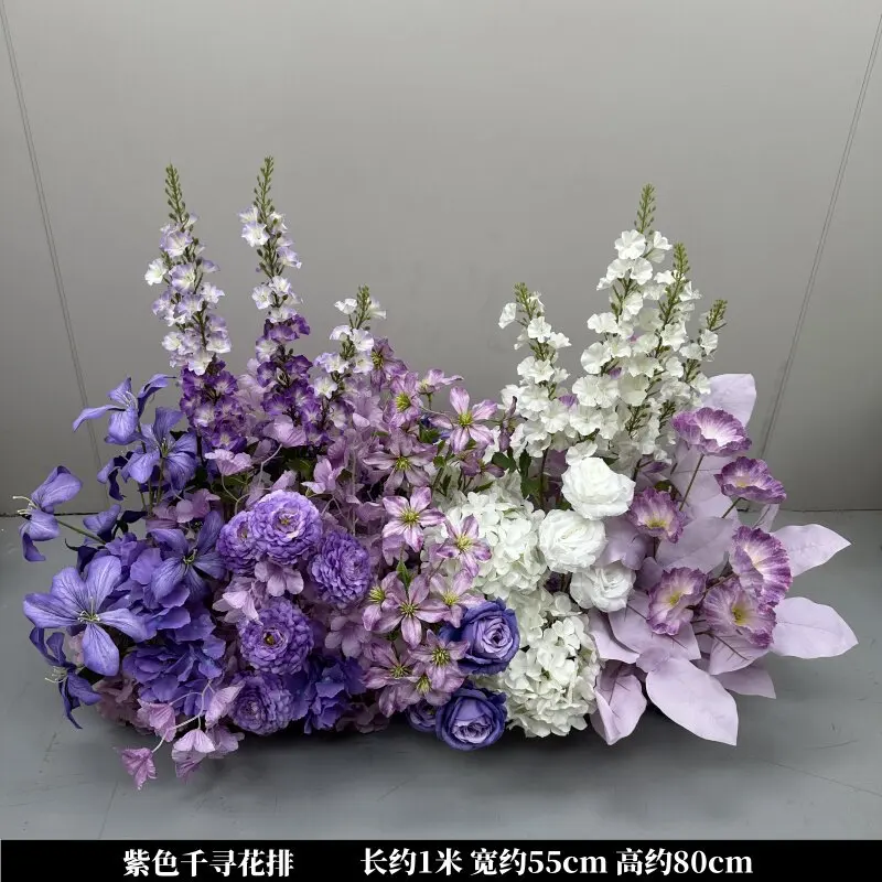Purple wedding row ground road material wedding silk simulation fake flower arrangement decorative flower
