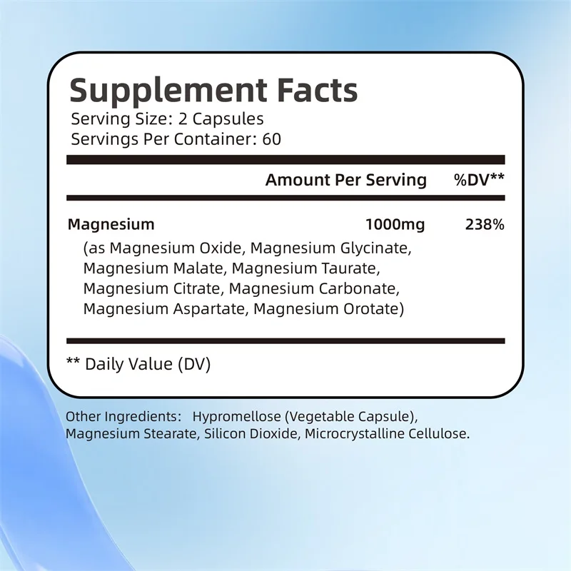 Magnesium Complex - Energy Metabolism, Relieves Stress and Anxiety, Improves Sleep, Promotes Muscle, Bone and Heart Health