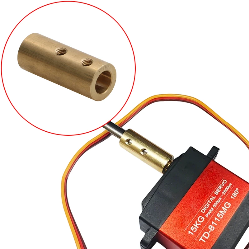 2PCS 25T Standard Digital Servo Adapter Shaft 6MM Copper Extension Axis Column Coupling Connector for RC Model Car Truck Robot