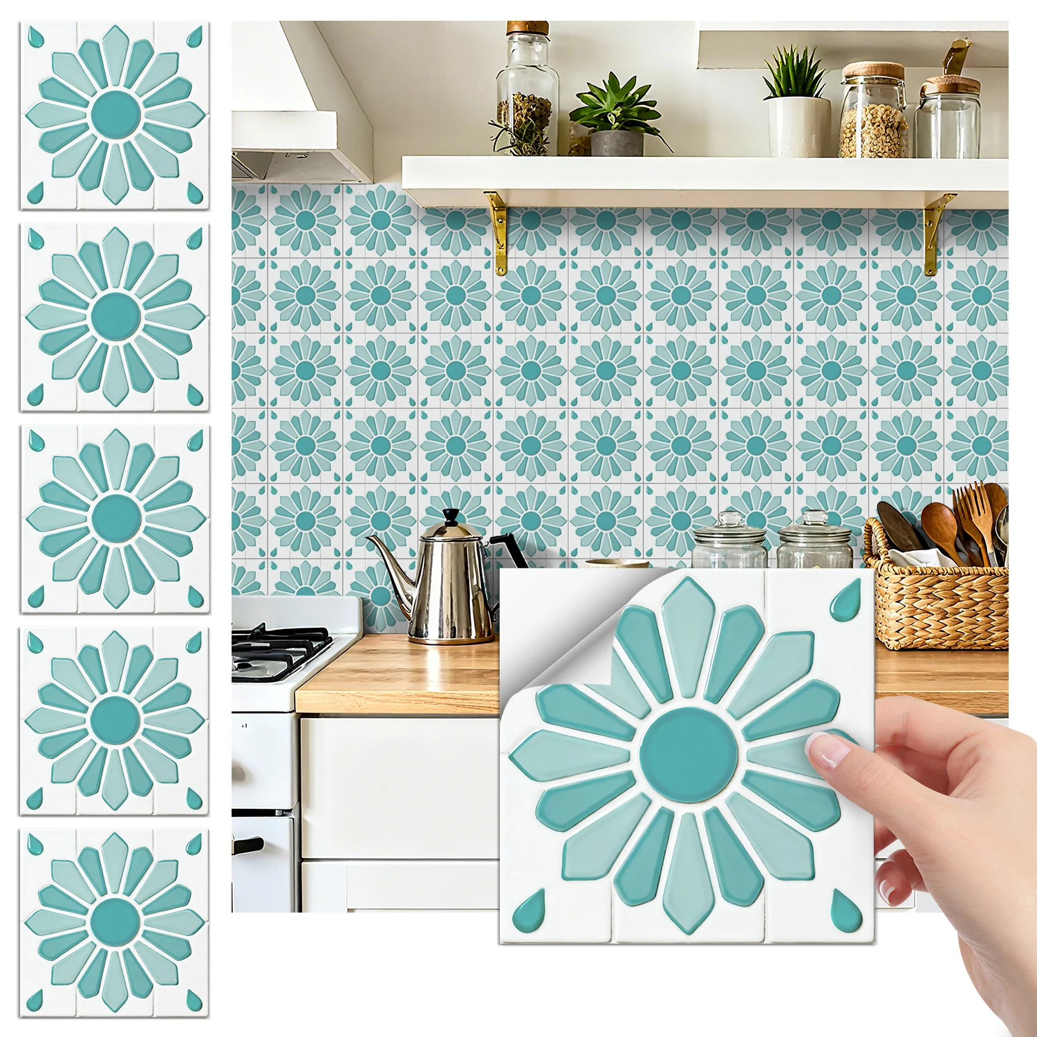 

Stickers muraux bohème tuiles autocollantes décoration murale, cuisine, résistant à l'usure, décoration intérieure 36 pièces