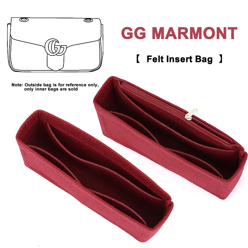 EverToner Felt Cloth Bag Liner for GG Marmont Bag Multi-functional Travel Insert Bag Makeup Organizer Shaper Bag