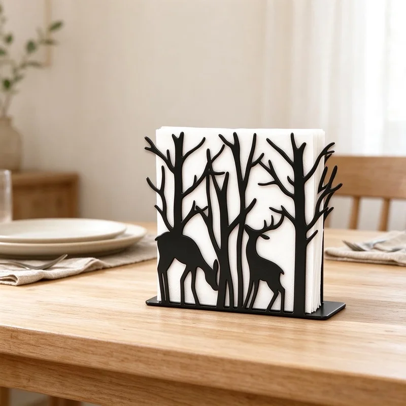 Simple, modern, and creative animal-themed wrought iron metal tissue box Special napkin holder for living room, bedroom, and din