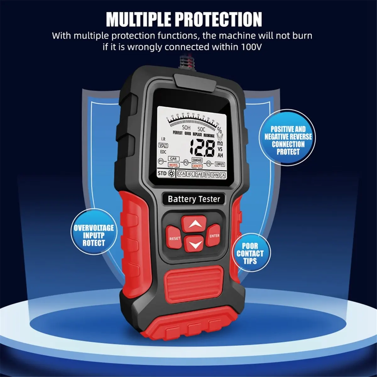DTD634~Car Battery Tester 12V 24V Battery System Detect Auto Battery Analyzer for Car Motorcycle Battery Charging Test Tool