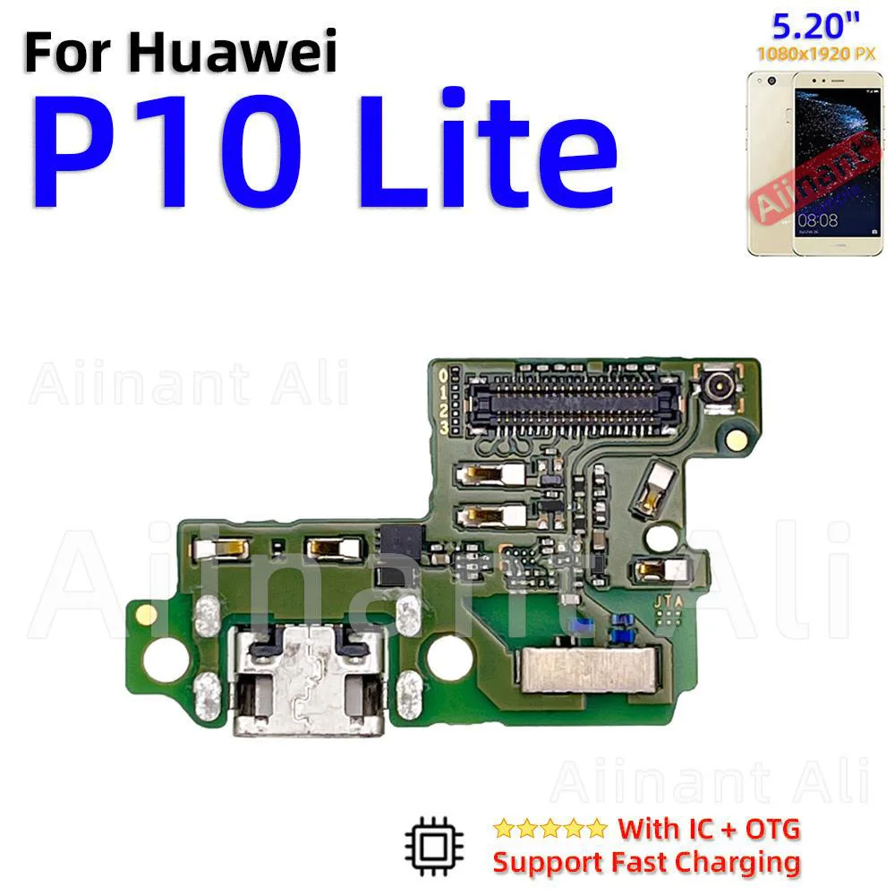 Aiinant conector de placa de cargador USB, puerto de carga rápida, Cable flexible, piezas de repuesto For Huawei P8 P9 P10 Lite Plus 2016 2017