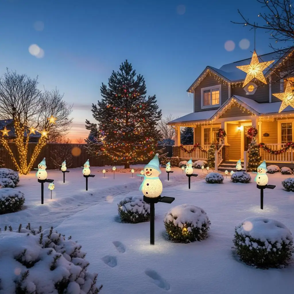 

Christmas Solar Light For 4 Colors Outdoor Snowman night light Lights Christmas decoration Outdoor decorative Led light Garden