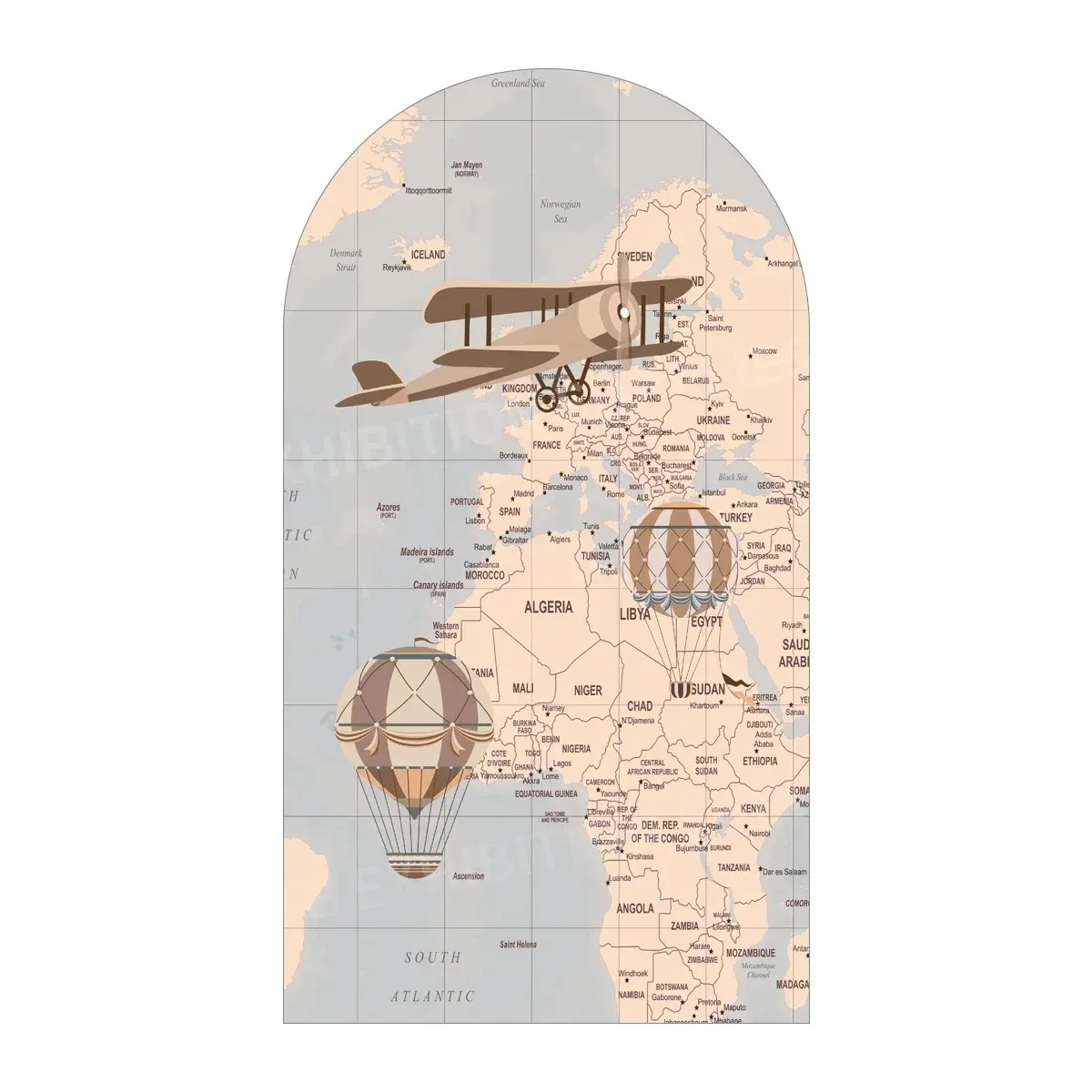Arch Backdrop Cover Hot Air Balloon Airplane Baby Shower Birthday Party Custom Chiara Wall Panels Travel Map Elastic