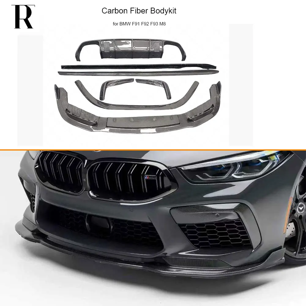 

Обвес из углеродного волокна в стиле V для BMW f93 f91 f92 M8, передний разделитель губ, задний диффузор, боковая юбка, спойлер вентиляционного отверстия